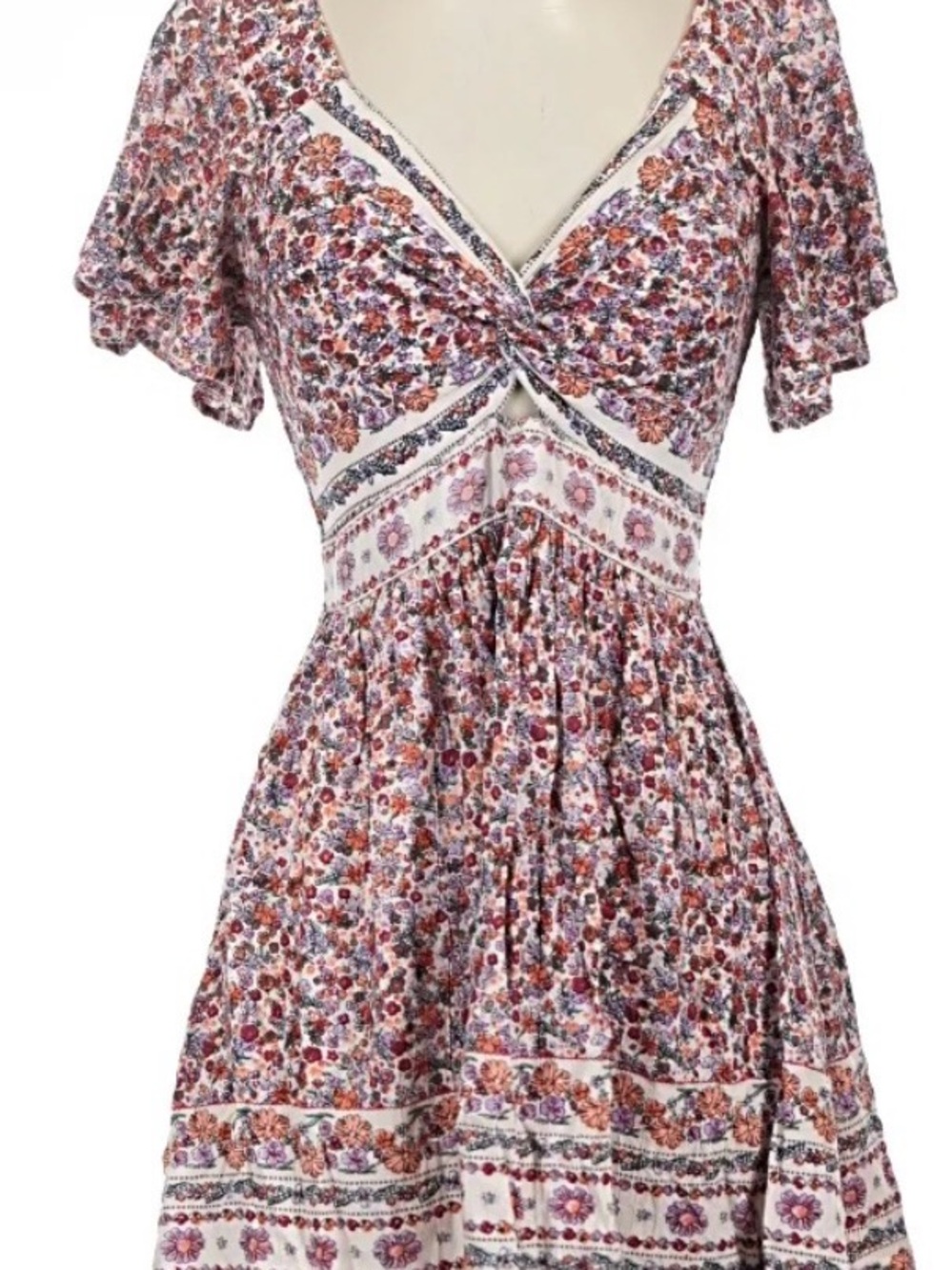 Angie Western Floral Twist-Front Women’s Dress Top in Multi-Color